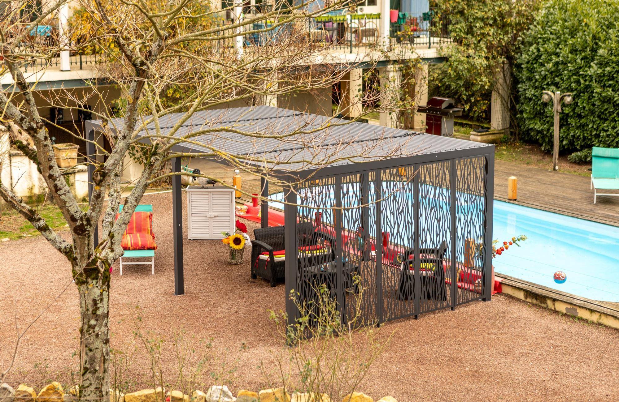 Pergola autoportante bioclima. alu 5 panneaux Moucharabieh 21m2 - Image 7