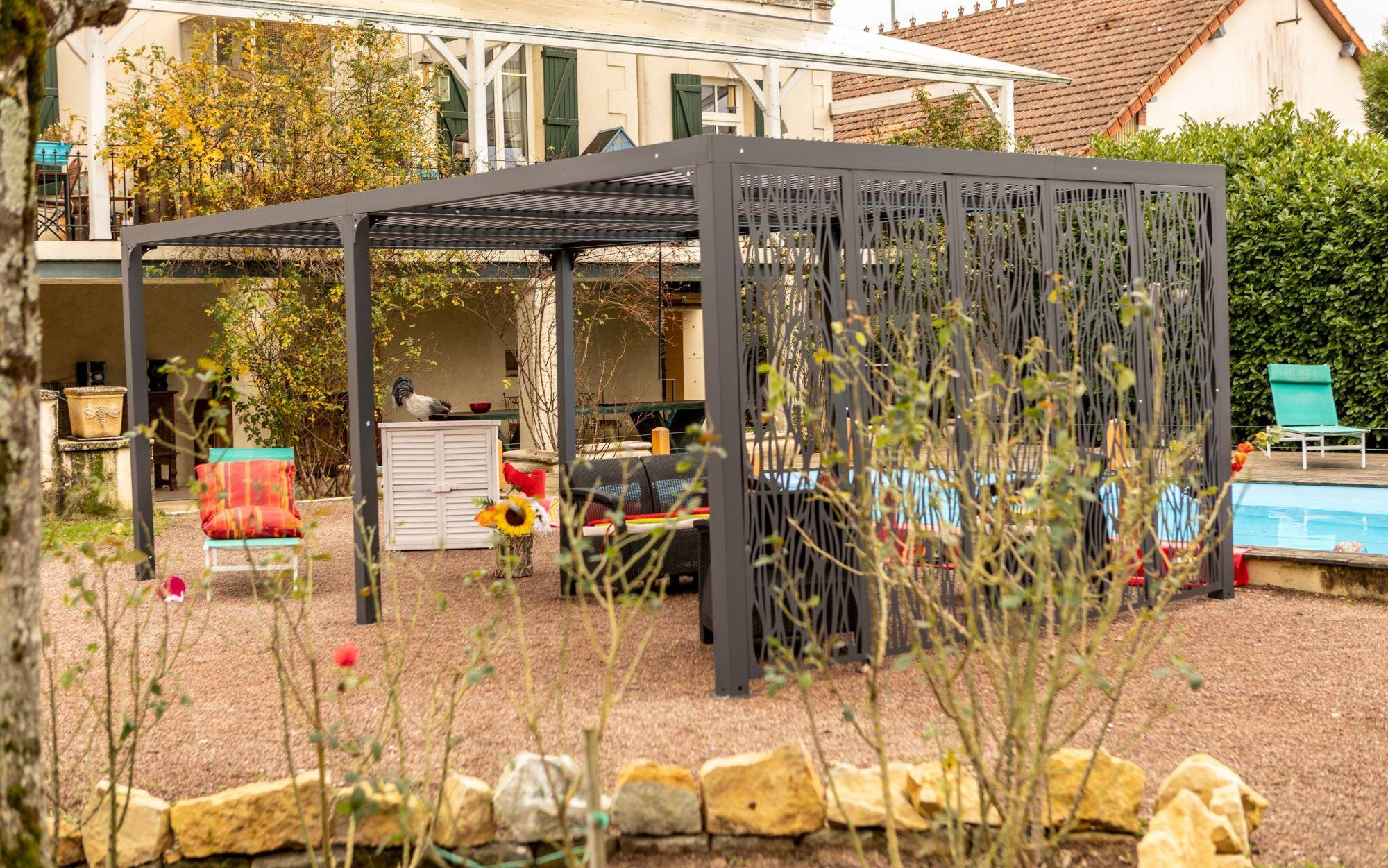 Pergola autoportante bioclima. alu 5 panneaux Moucharabieh 21m2 - Image 9