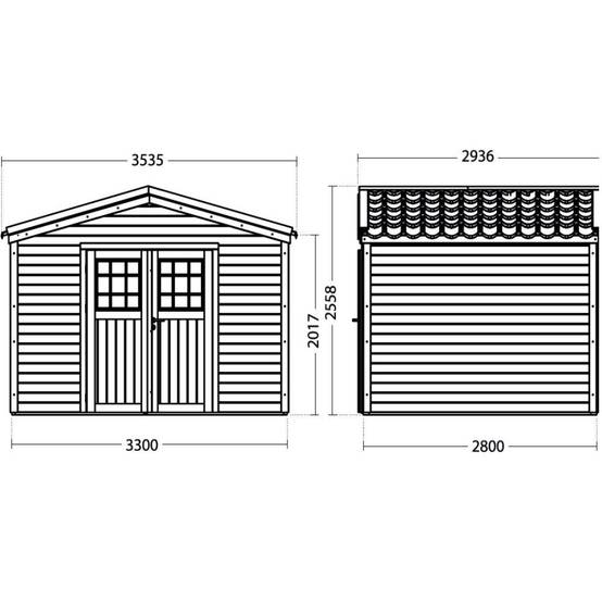 Cerland - Abri de jardin, bois, double pente, 9,2 m², Shelty - MADEIRA - Image 3