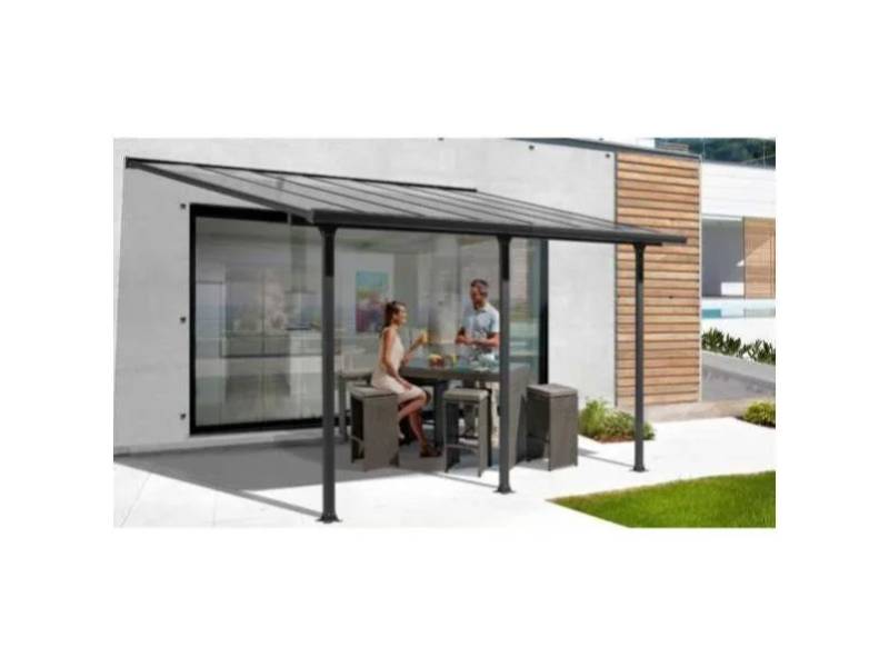 Tonnelle adossée aluminium et toit en polycarbonate 15 M2 - Image 8
