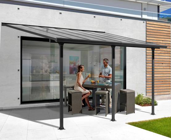 Tonnelle adossée aluminium et toit en polycarbonate 15 M2 - Image 12