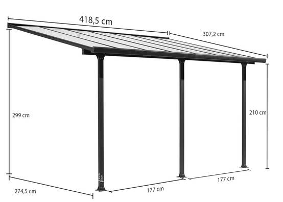 Tonnelle adossée aluminium 12 m2 - Habrita - Image 8