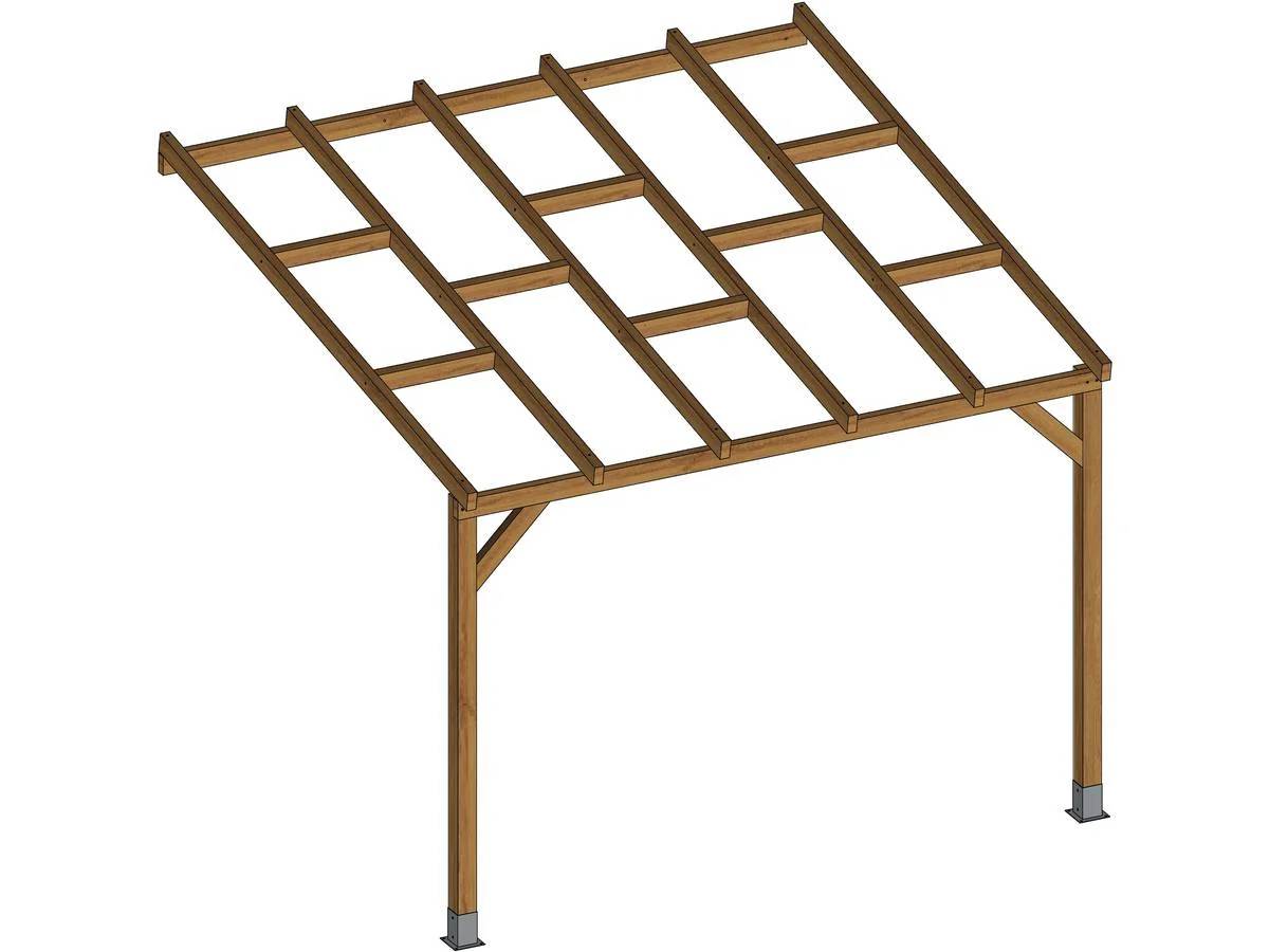 Pergola adossée bois traité 3x3 m - Image 10