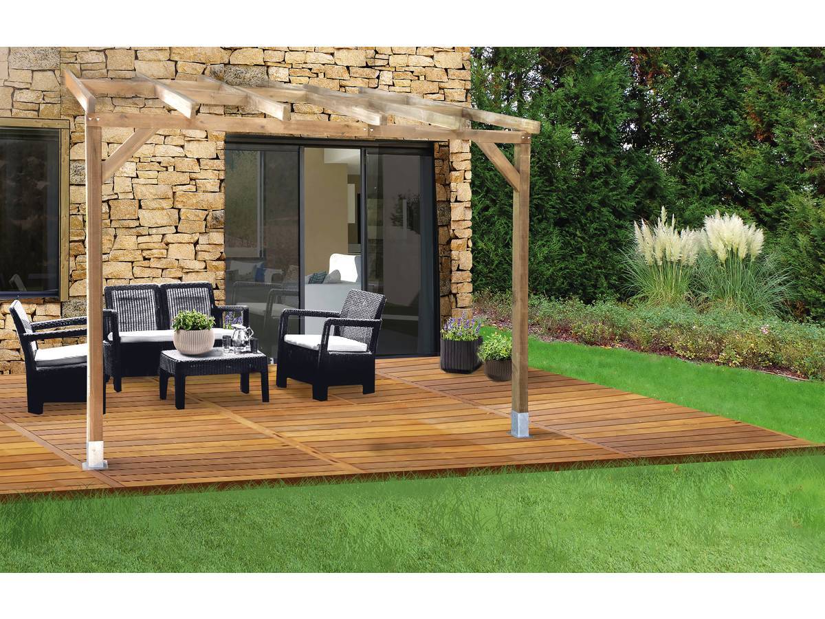 Pergola adossée bois traité 3x3 m - Image 11