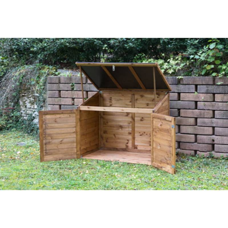 Comintes - Coffre De Jardin En Bois Toit Polypropylène Marron 1200L 154 x 96 x 125 cm - TROCADERO - Image 8