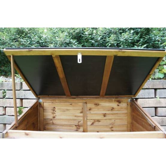 Comintes - Coffre De Jardin En Bois Toit Polypropylène Marron 1200L 154 x 96 x 125 cm - TROCADERO - Image 2