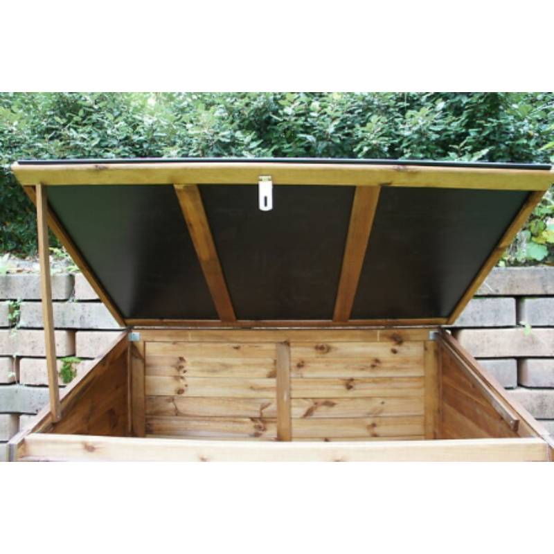 Comintes - Coffre De Jardin En Bois Toit Polypropylène Marron 1200L 154 x 96 x 125 cm - TROCADERO - Image 2