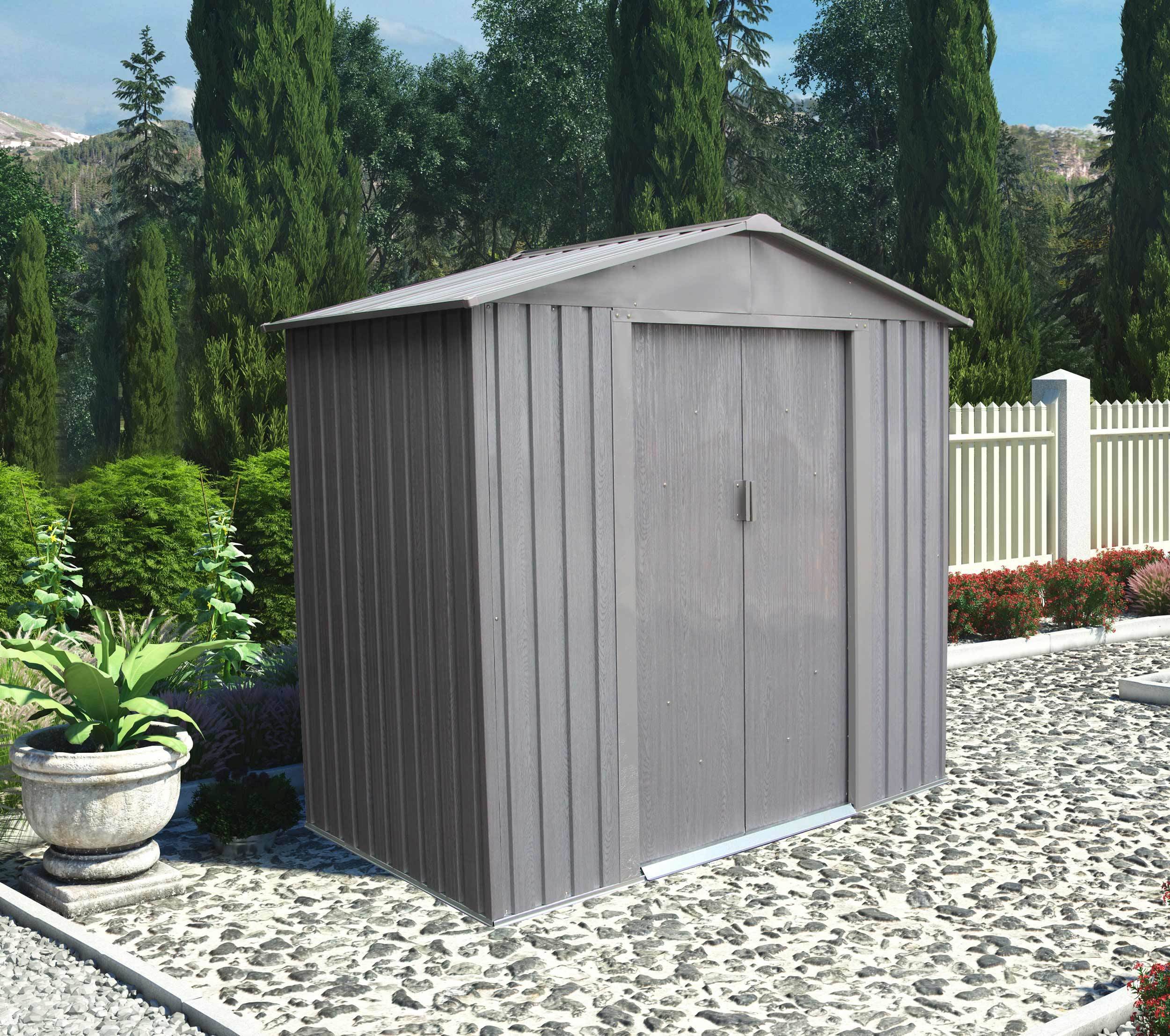 Chalet et jardin - Abri de Jardin Métal Aspect Bois Vieilli Double Porte 2,43 m² Ep. 0,3mm - CHALET ET JARDIN - Image 15