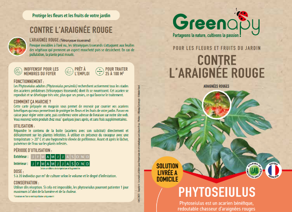 Greenapy - Acarien prédateur Phytoseiulus persimilis boîte de 500 - Greenapy
