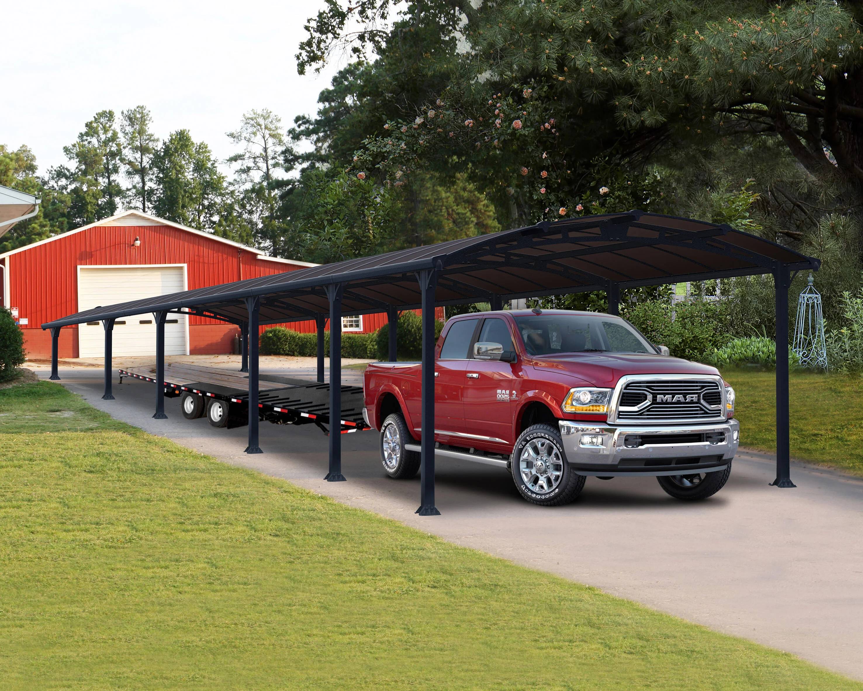 Carport Arcadia 12700 Aluminium Polycarbonate Gris 1290x359x242 cm – PALRAM