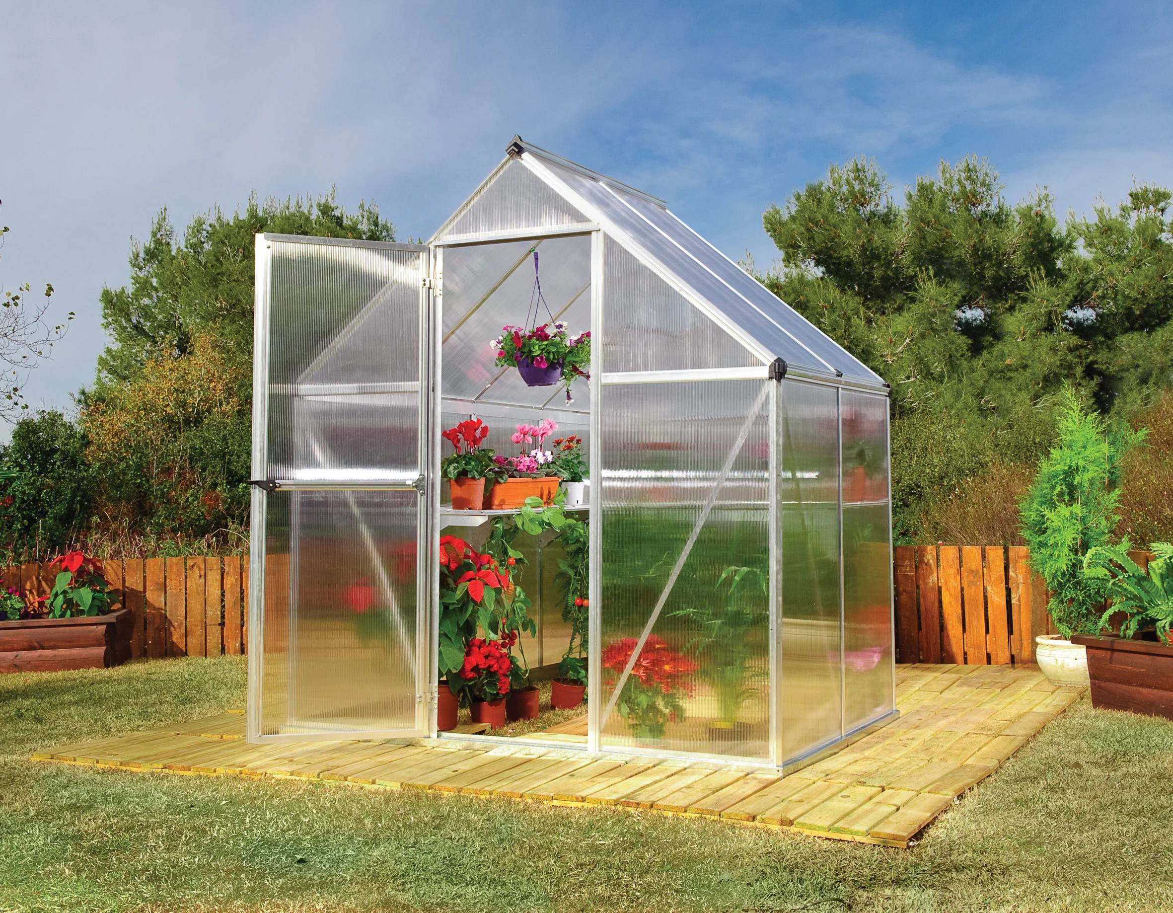 Canopia by Palram - Serre de jardin polycarbonate aluminium brut 2,3 m² Mythos avec embase - Canopia by Palram - Image 9