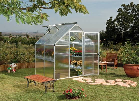 Canopia by Palram - Serre de jardin polycarbonate aluminium brut 2,3 m² Mythos avec embase - Canopia by Palram - Image 7