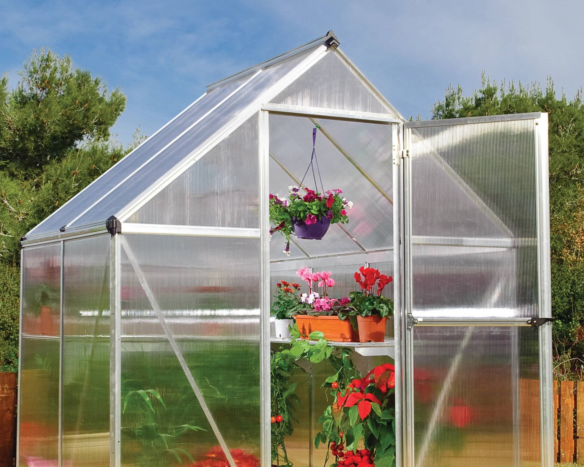 Canopia by Palram - Serre de jardin polycarbonate aluminium brut 2,3 m² Mythos avec embase - Canopia by Palram - Image 15