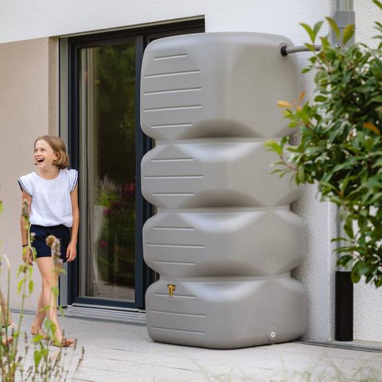 Garantia - Récupérateur d'eau de pluie 1000L robinet et collecteur inclus gris béton - GARANTIA - Image 4