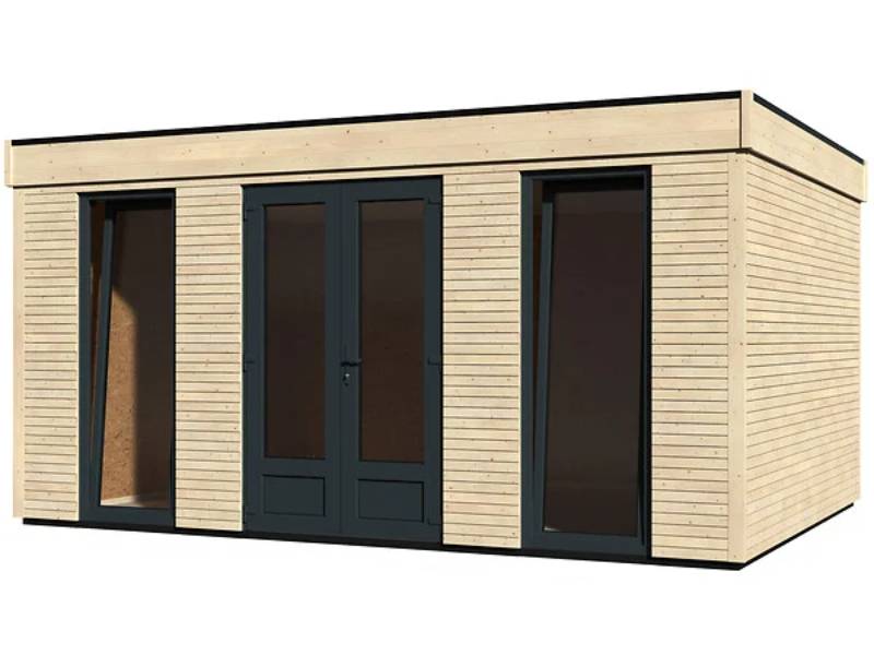 Decor et Jardin - Abri De Jardin Bois PVC Gris-Anthracite Toit Plat Semi-Habitable 16,7m² Ep.90mm – DECOR ET JARDIN