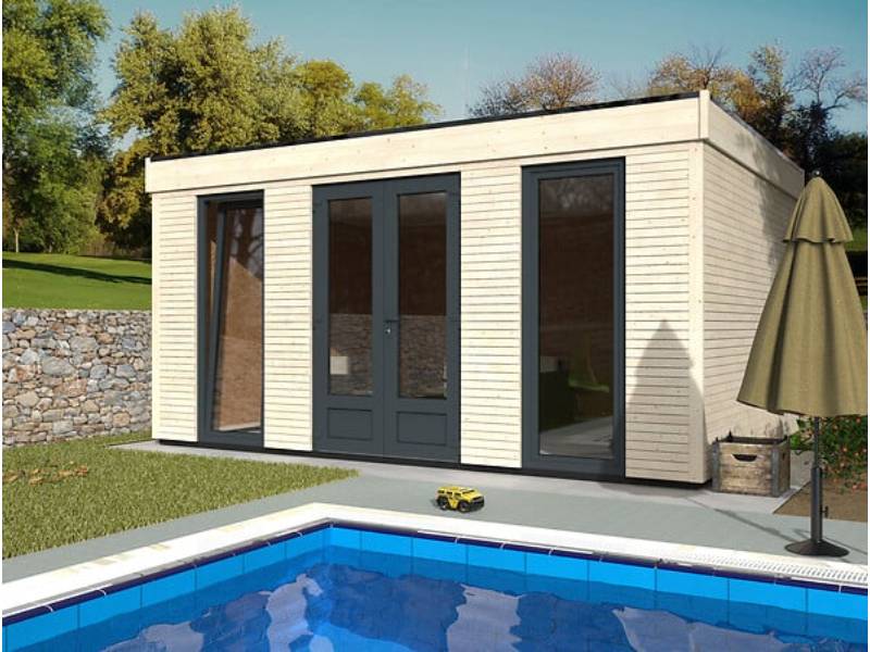 Decor et Jardin - Abri De Jardin Bois PVC Gris-Anthracite Toit Plat Semi-Habitable 16,7m² Ep.90mm – DECOR ET JARDIN - Image 2