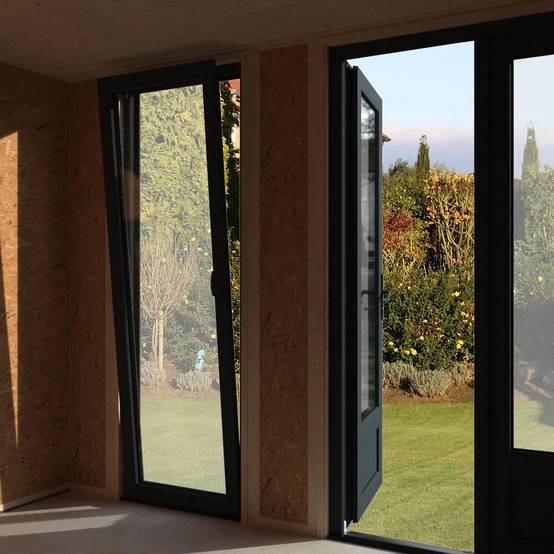 Decor et Jardin - Abri De Jardin Bois PVC Gris-Anthracite Toit Plat Semi-Habitable 16,7m² Ep.90mm – DECOR ET JARDIN - Image 11