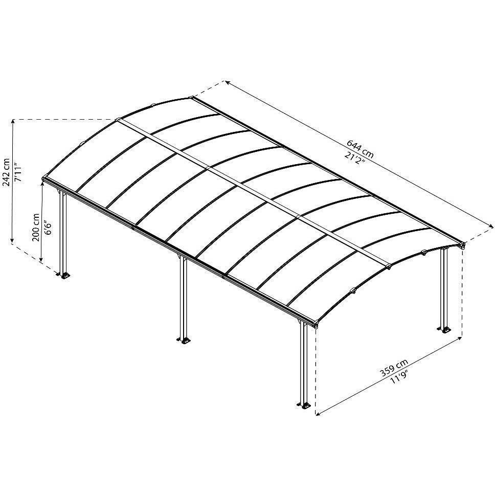Carport Arcadia 6400 Polycarbonate Gris Anthracite 23,1 m² - PALRAM - Image 2