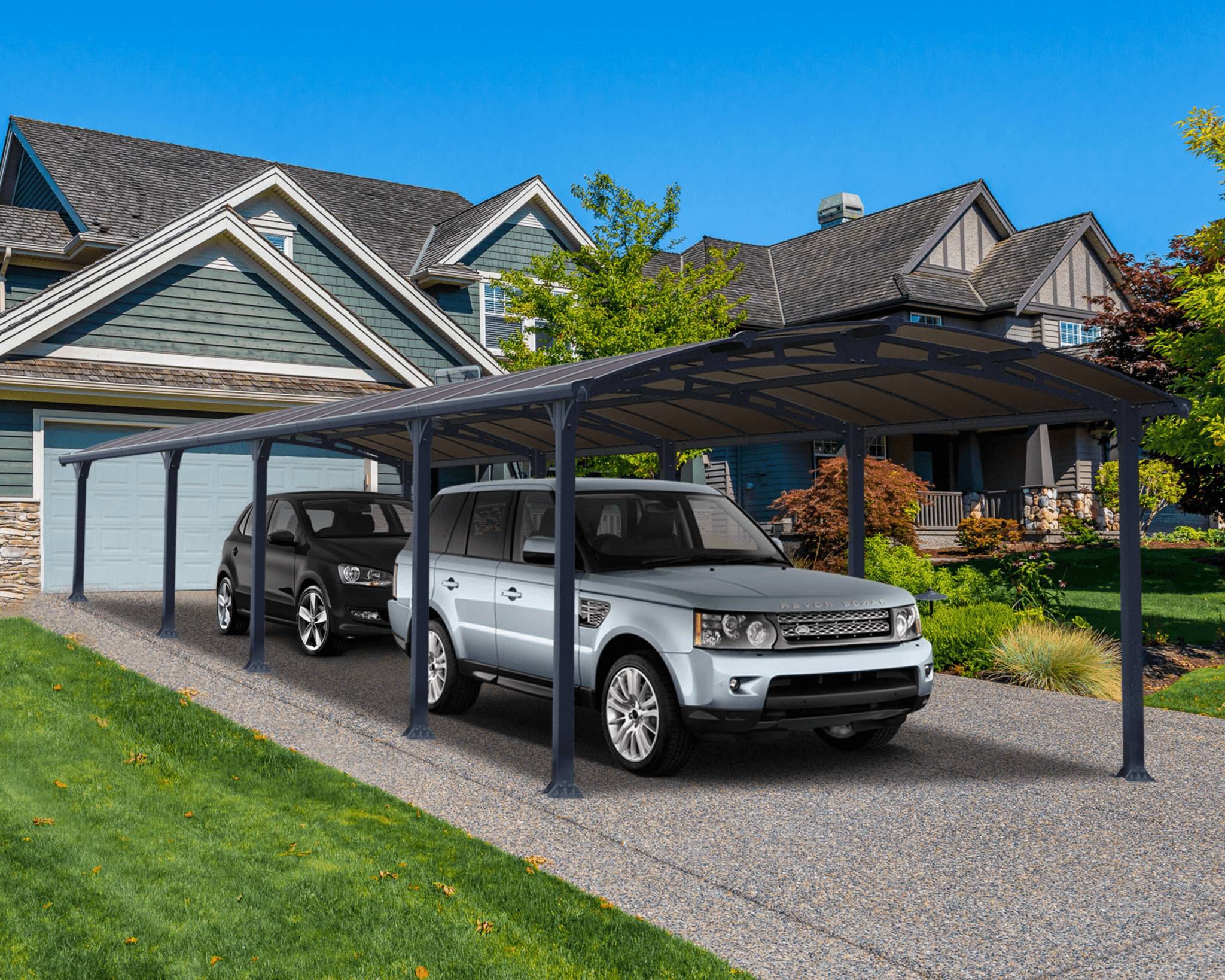 Carport Arcadia 10600 Polycarbonate Aluminium Gris Anthracite 107,7x359x242 cm – PALRAM