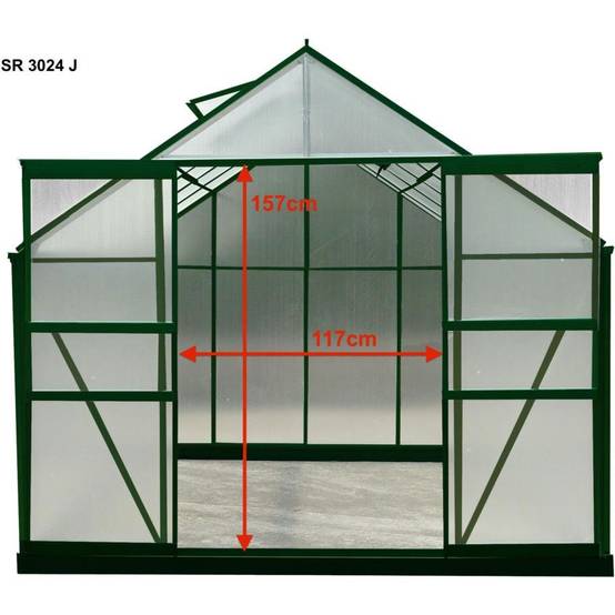 Serre de Jardin Aluminium Polycarbonate 4 mm Vert 7,44 m² SR3024J - HABRITA - Image 8