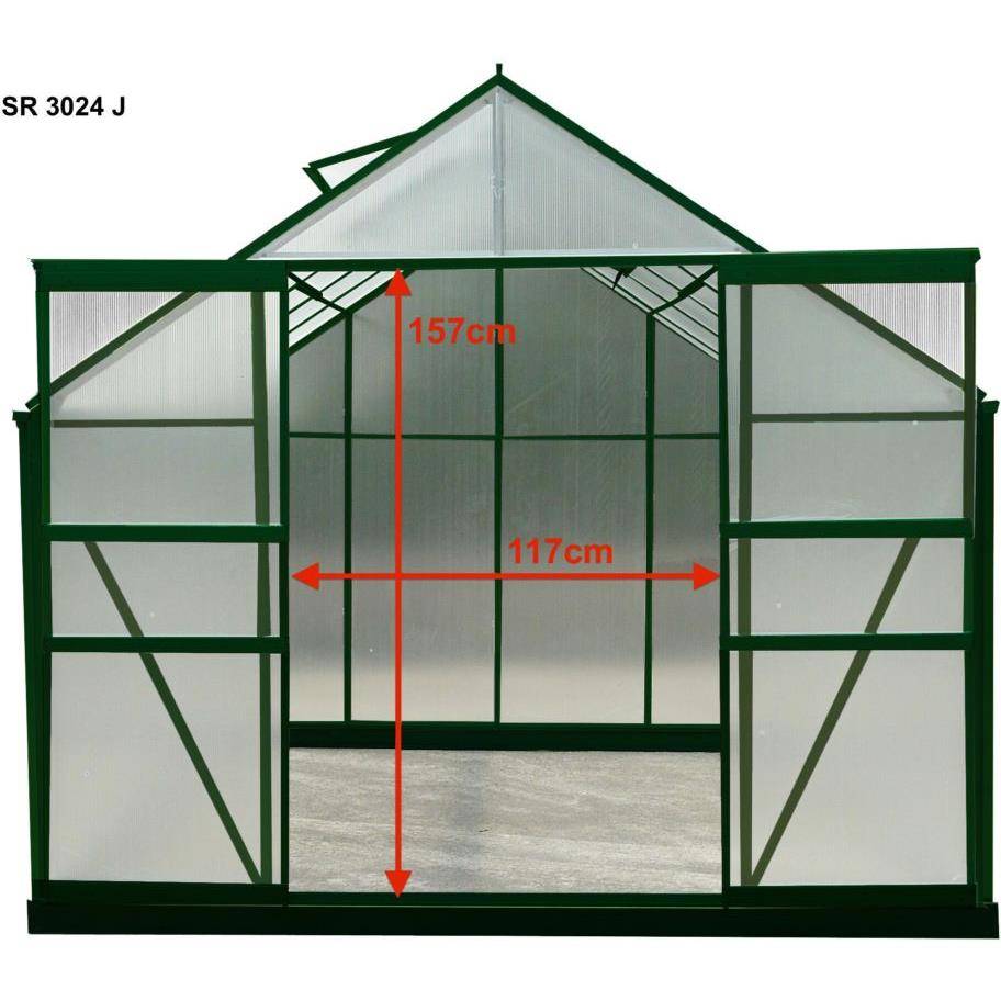 Serre de Jardin Aluminium Polycarbonate 4 mm Vert 7,44 m² SR3024J - HABRITA - Image 8