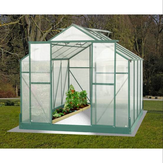 Serre de Jardin Aluminium Polycarbonate 4 mm Vert 7,44 m² SR3024J - HABRITA - Image 3