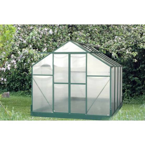 Serre de Jardin Aluminium Polycarbonate 4 mm Vert 7,44 m² SR3024J - HABRITA - Image 9