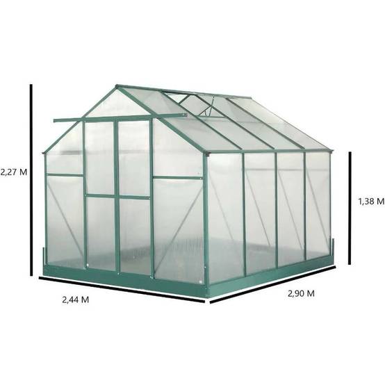 Serre de Jardin Aluminium Polycarbonate 4 mm Vert 7,44 m² SR3024J - HABRITA - Image 10