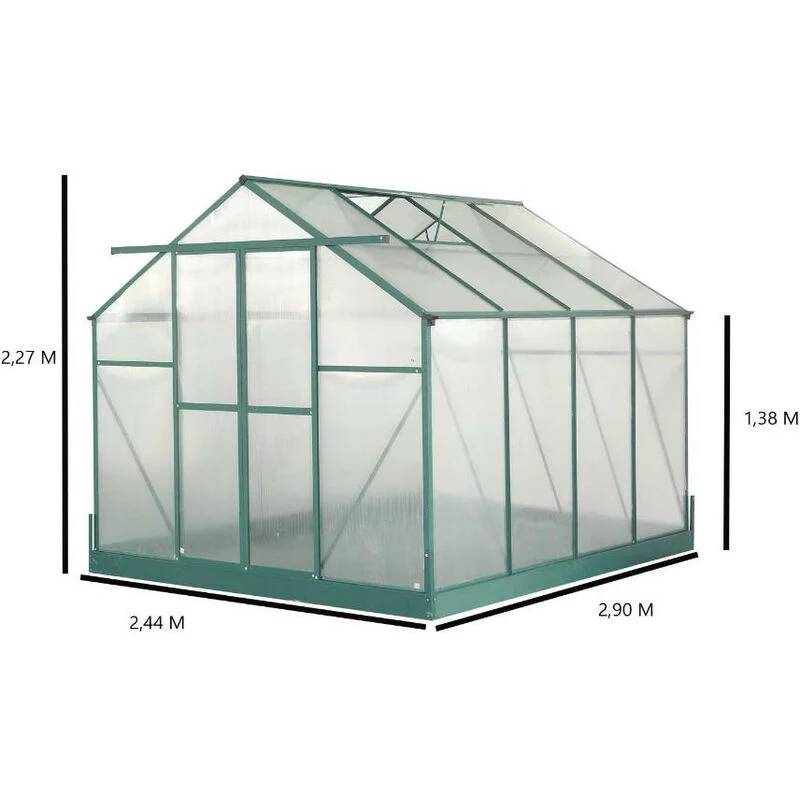 Serre de Jardin Aluminium Polycarbonate 4 mm Vert 7,44 m² SR3024J - HABRITA - Image 10