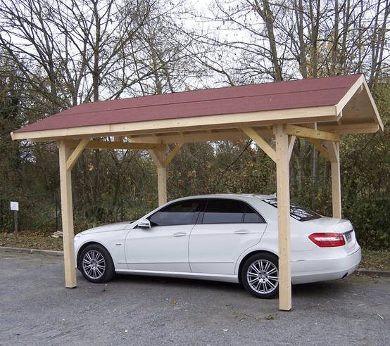 Carport bois avec toit double pente Habrita : 1 voiture- 17,50 M2 - Image 4