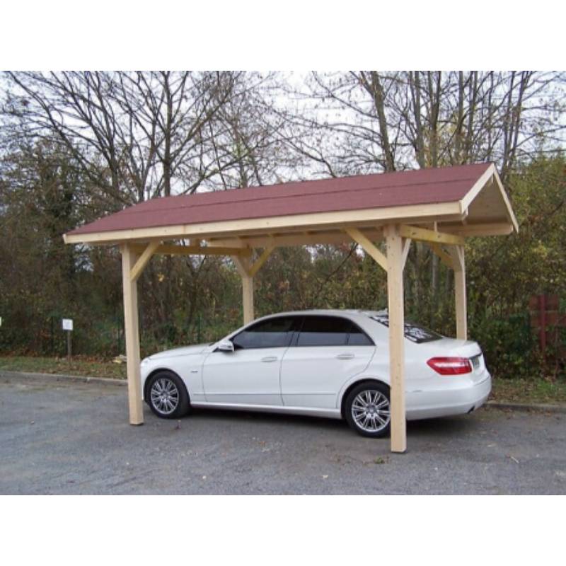Carport bois avec toit double pente Habrita : 1 voiture- 17,50 M2 - Image 7