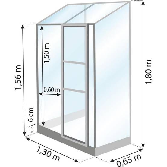 LAMS - Serre de jardin adossée verre trempé aluminium brut 0,9 m² Melissa avec embase - Lams - Image 3