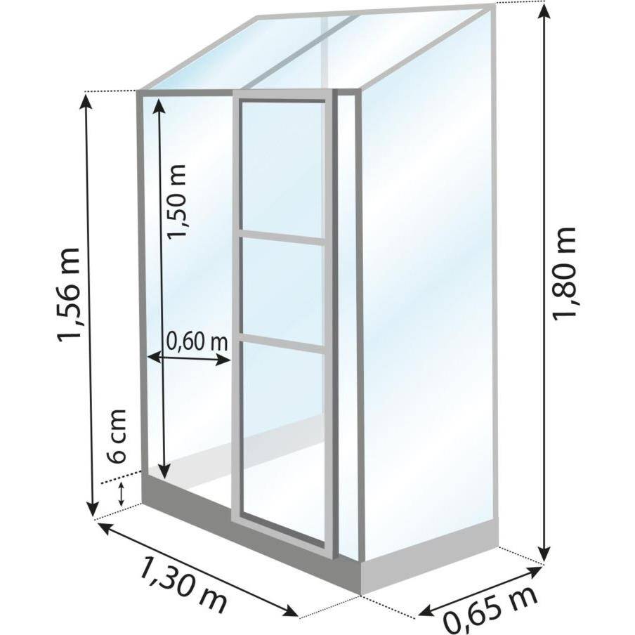 LAMS - Serre de jardin adossée verre trempé aluminium brut 0,9 m² Melissa avec embase - Lams - Image 3