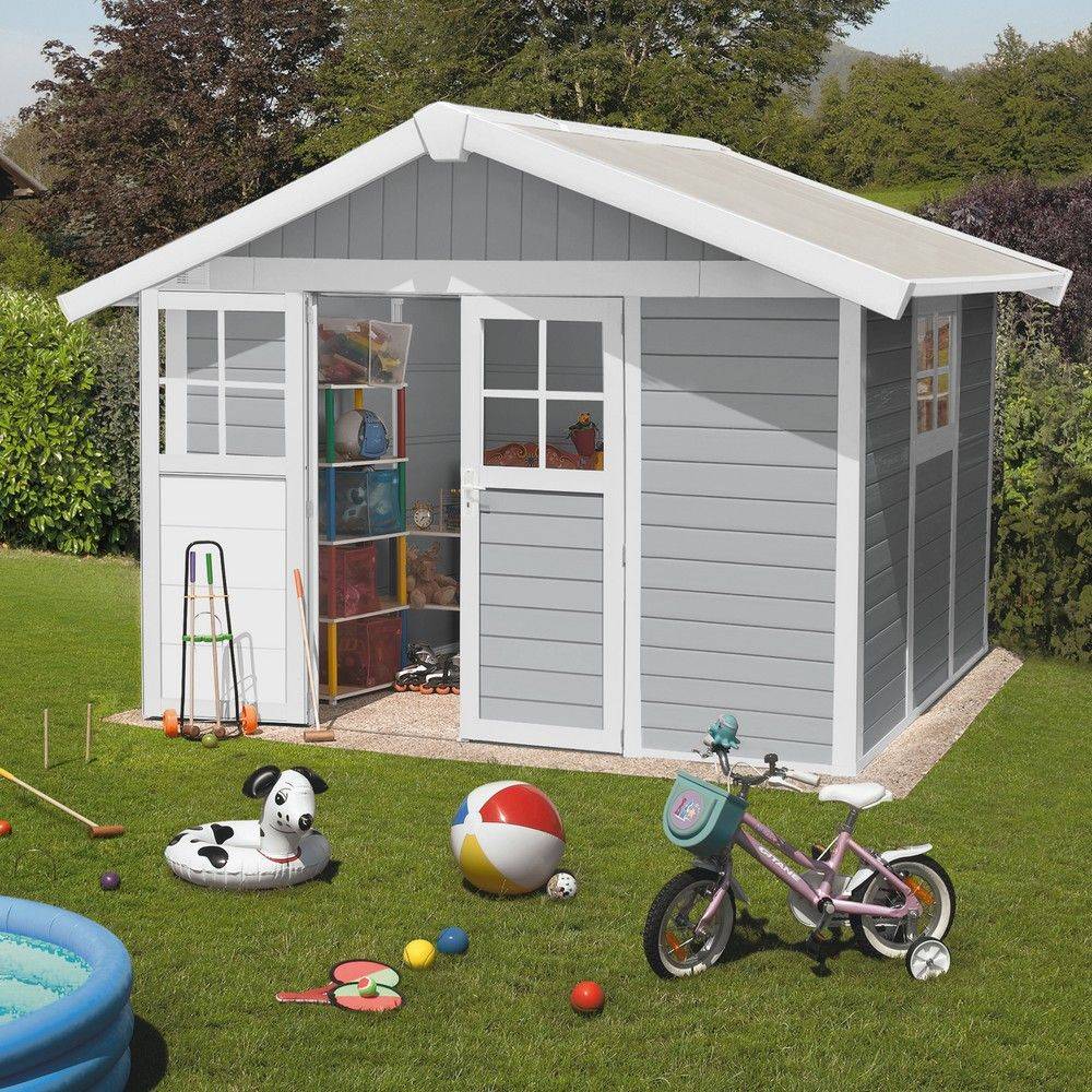 Abri de Jardin PVC Blanc Gris Foncé 7,5 m² – GROSFILLEX