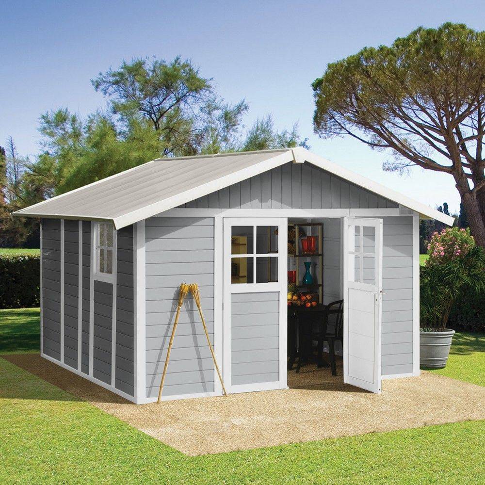 Grosfillex - Abri de Jardin PVC Gris Clair avec Kit de Fixation 11 m² Ep.26mm – GROSFILLEX - Image 5