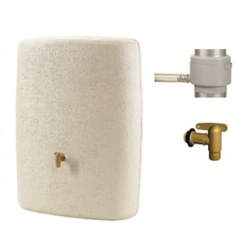 Garantia - Récupérateur d'eau de pluie mural 275L robinet et collecteur inclus Terra sable - GARANTIA