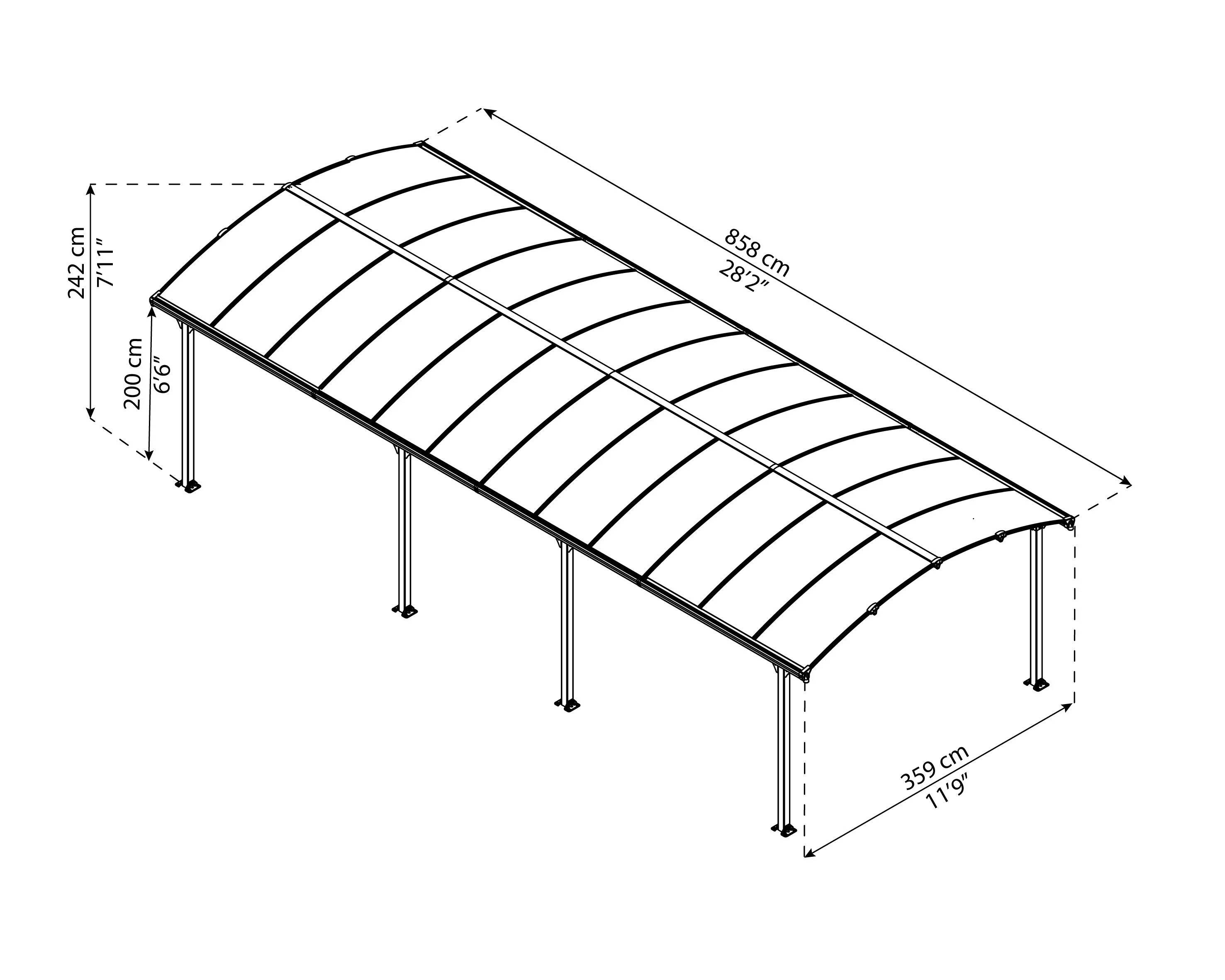 Carport aluminium toit polycarbonate Arcadia : 2 voiture 30,8 M2 - Image 10