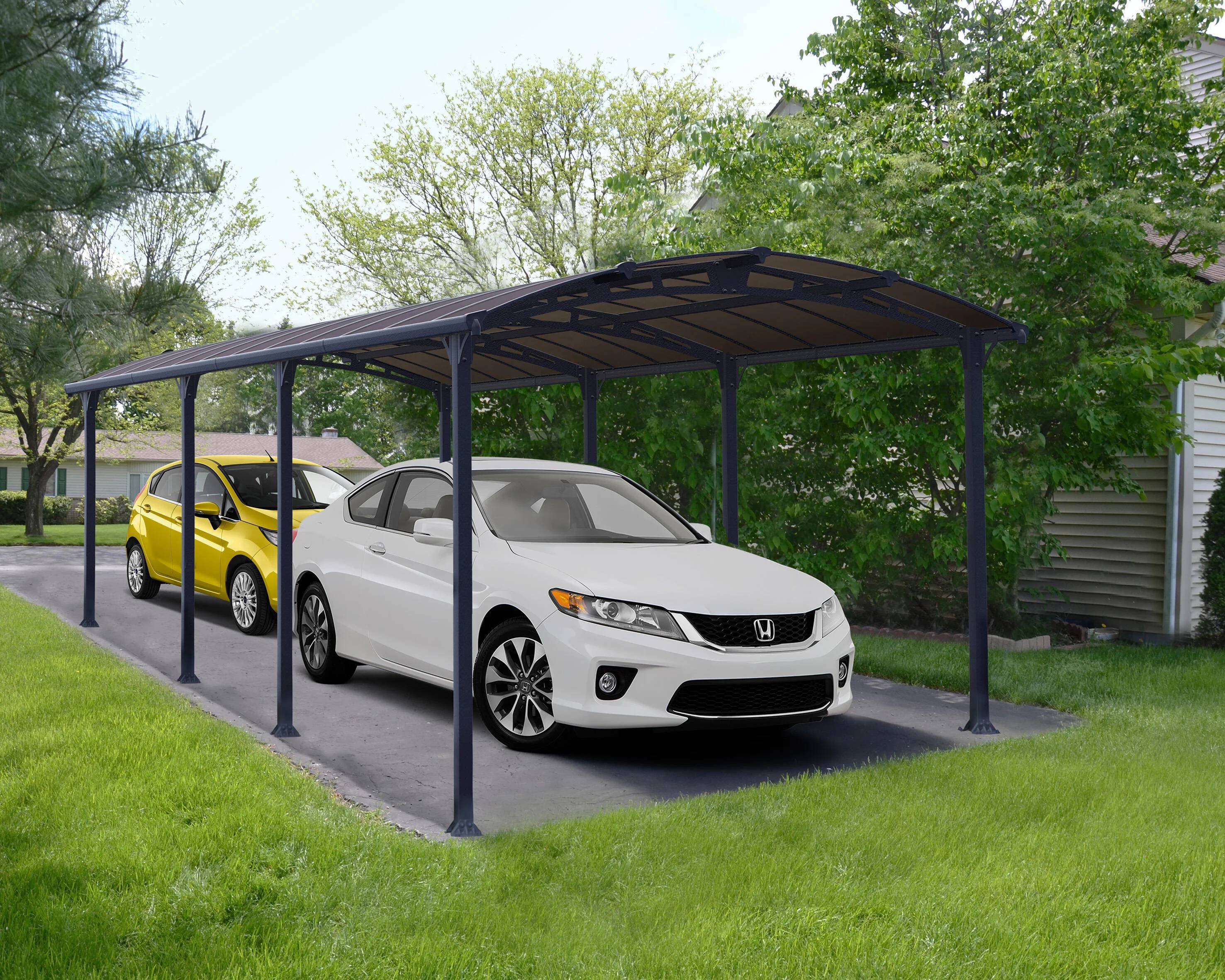 Carport aluminium toit polycarbonate Arcadia : 2 voiture 30,8 M2 - Image 9