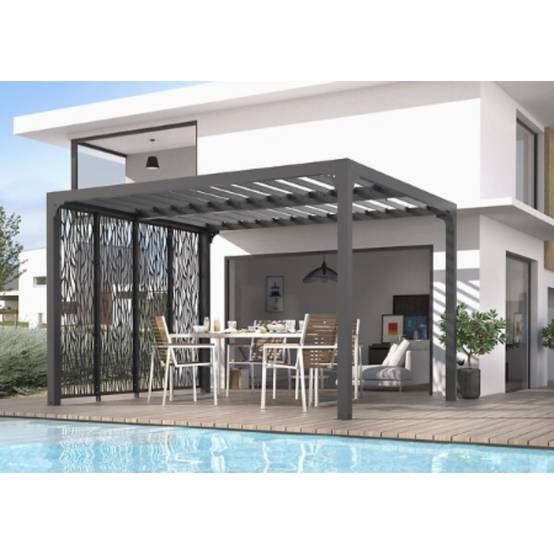 Pergola autoportante biocli alu. av 4 panneaux 10,80 m2 - Habrita - Image 1