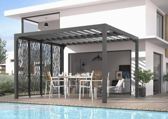 Pergola autoportante biocli alu. av 4 panneaux 10,80 m2 - Habrita - Image 7