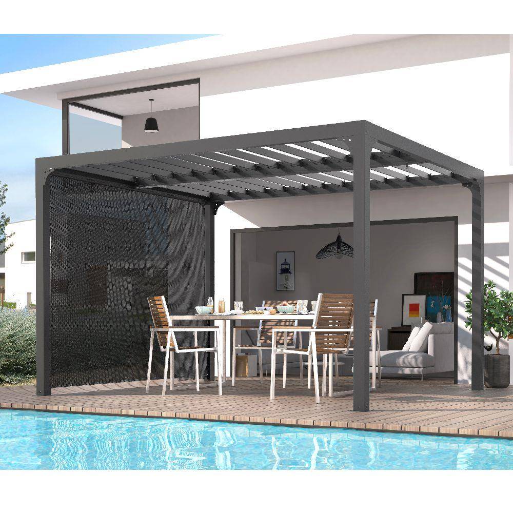 Pergola autoportante bioclima. Alu avec rideau latéral 10,80 m2