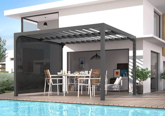 Pergola autoportante bioclima. Alu avec rideau latéral 10,80 m2 - Image 6