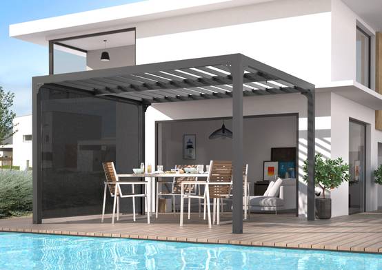 Pergola autoportante bioclima. Alu avec rideau latéral 10,80 m2 - Image 9