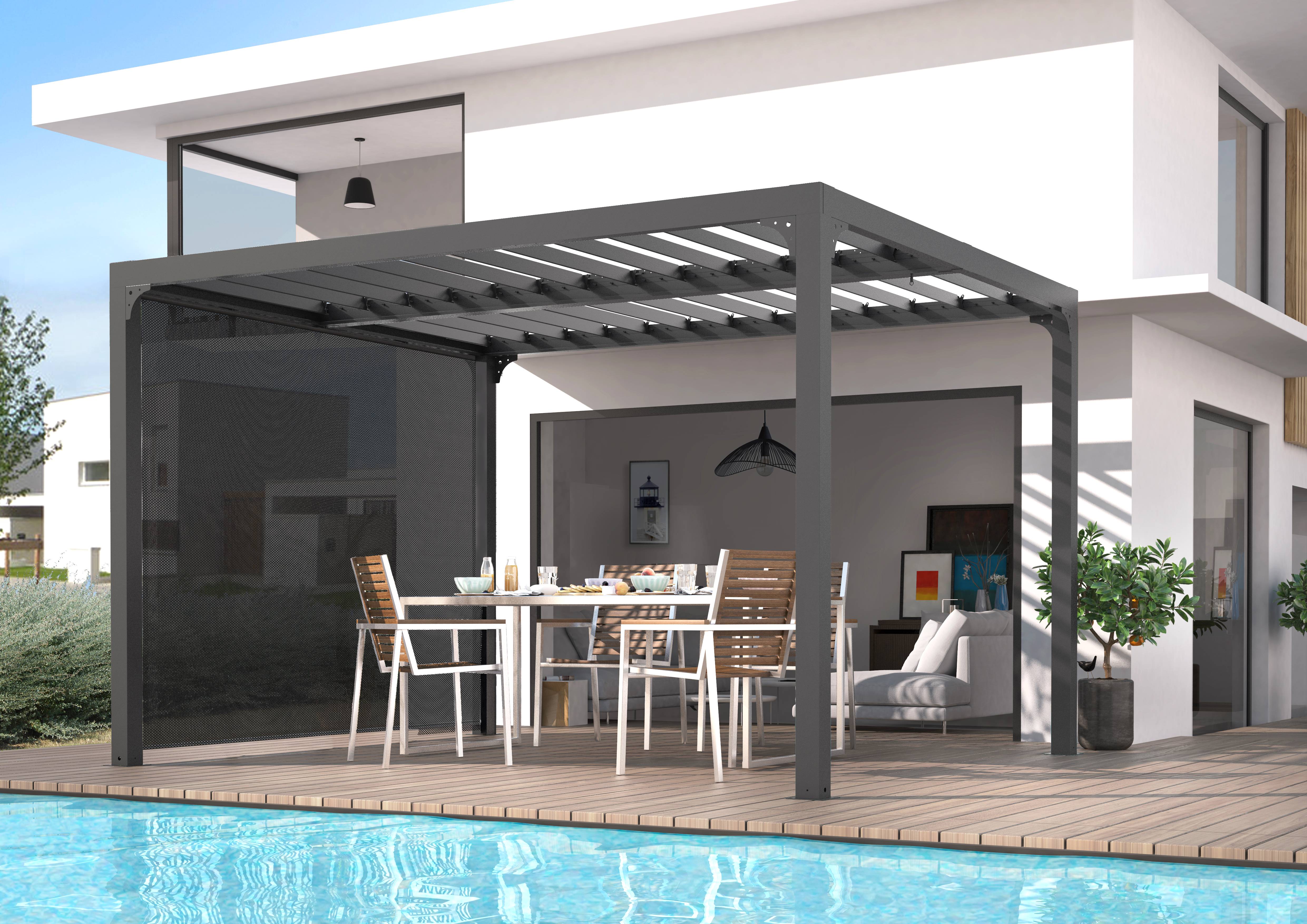 Pergola autoportante bioclima. Alu avec rideau latéral 10,80 m2 - Image 9