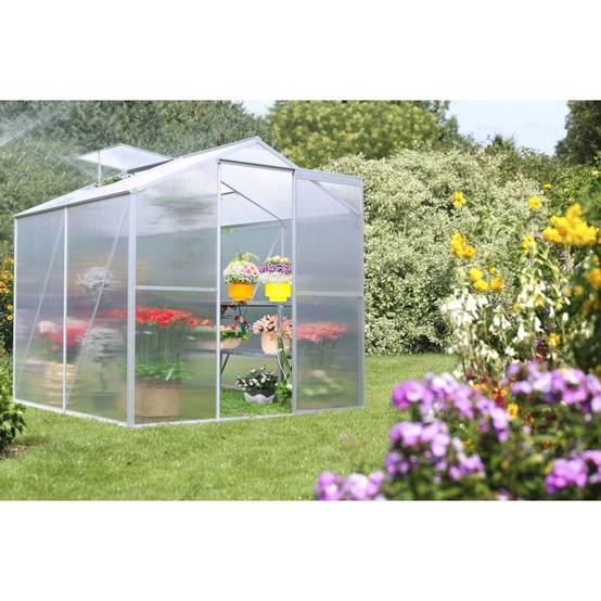Serre de jardin Polycarbonate Aluminium Gris 2,39 m² SR1912J - HABRITA - Image 2