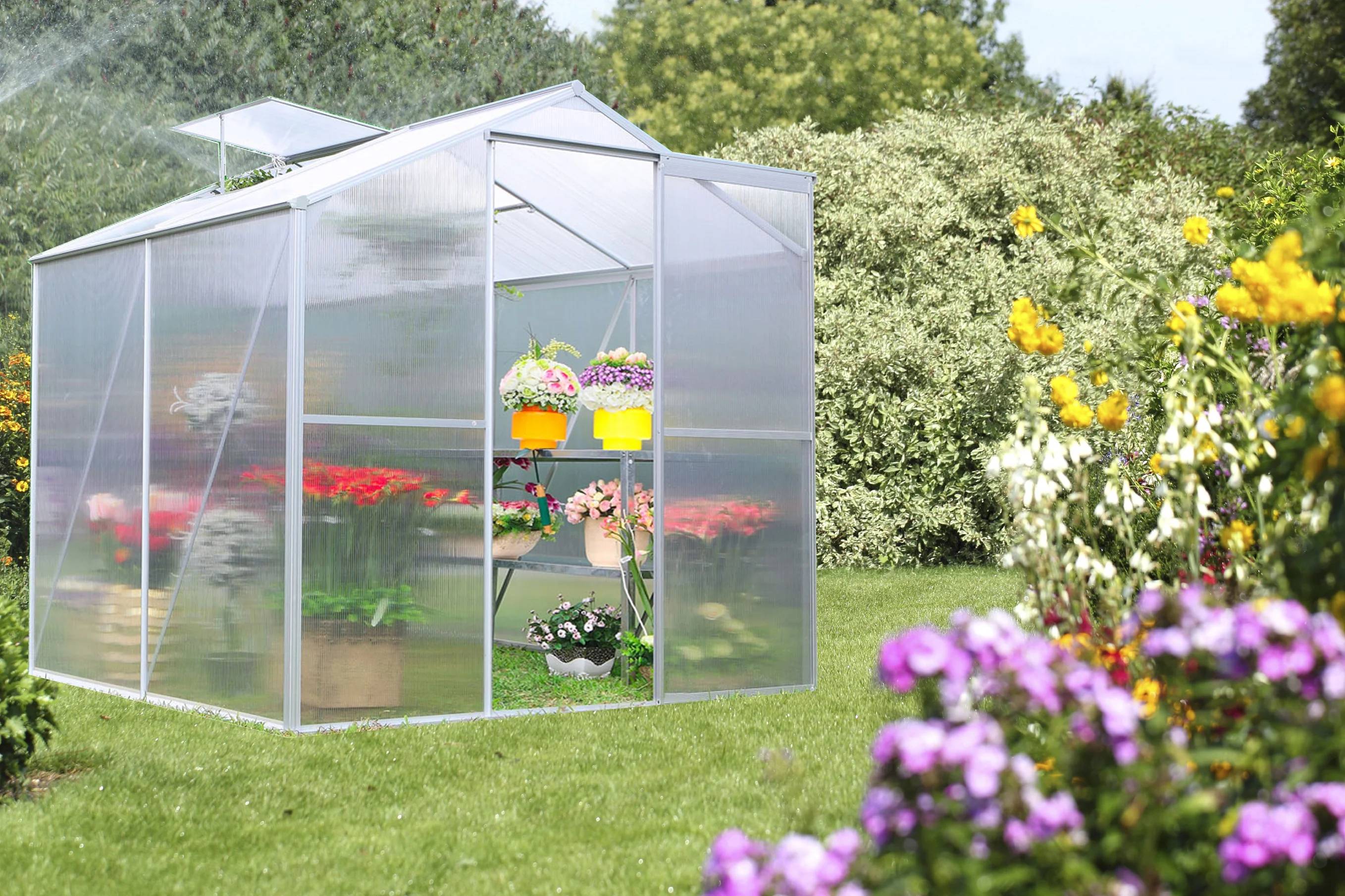 Serre de jardin Polycarbonate Aluminium Gris 2,39 m² SR1912J - HABRITA - Image 9