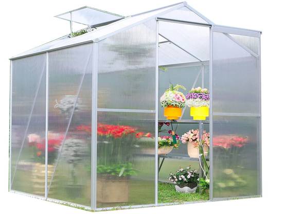 Serre de jardin Polycarbonate Aluminium Gris 2,39 m² SR1912J - HABRITA - Image 8