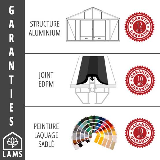 LAMS - Serre de jardin verre trempé aluminium brut 17,4 m² Supra avec embase - Lams - Image 2