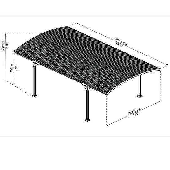 Canopia by Palram - Carport Abri Voiture Aluminium Gris Anthracite 494,5P x 494,5L x 239H cm – PALRAM - Image 5
