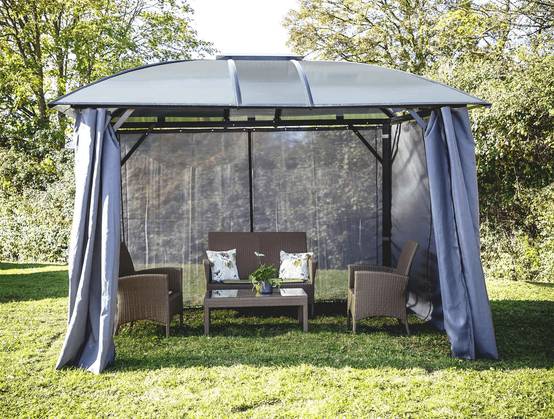 Pergola autoportante alu toit 4 pentes gris 10,80 m2 - Gloriette - Image 11